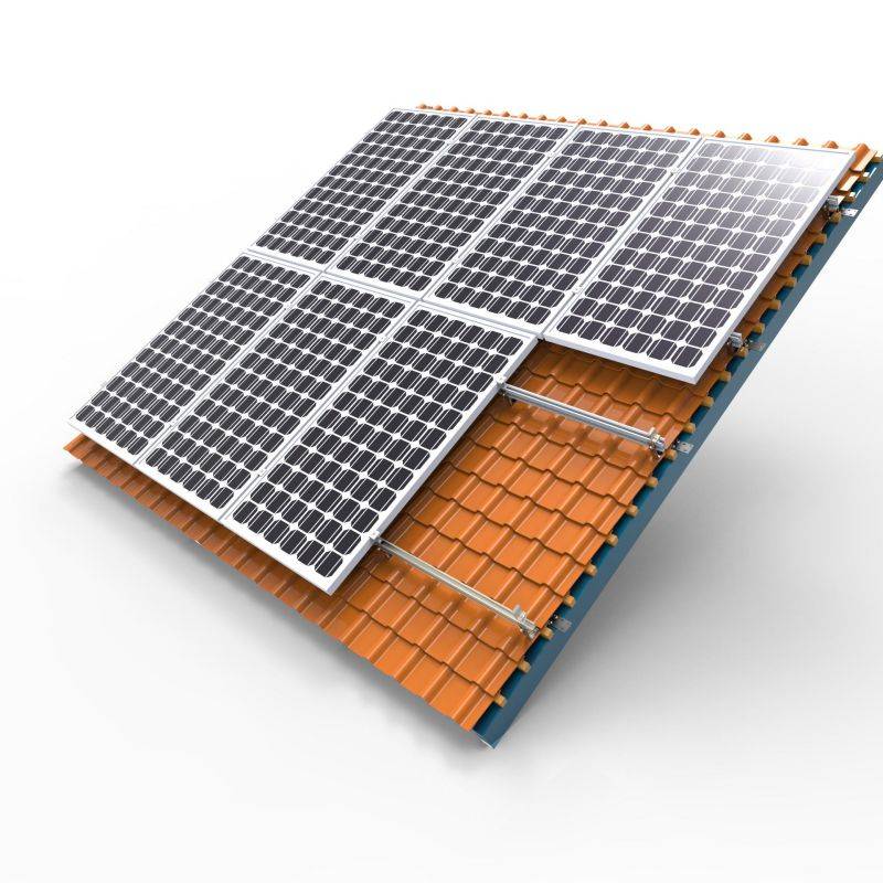 Monteringssystem for solcellebrakett for flislagte tak på solcellepaneler